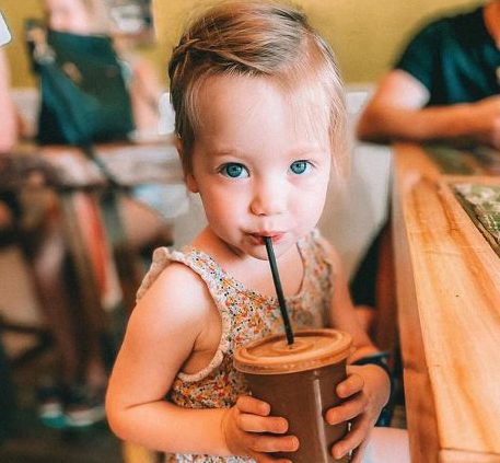 Cute baby at island smoothie in Corolla NC